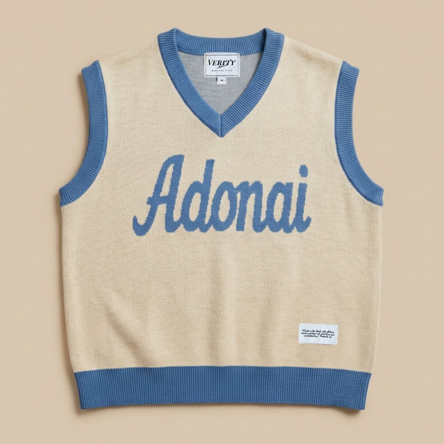 Adonai Blue & Cream Knit Vest