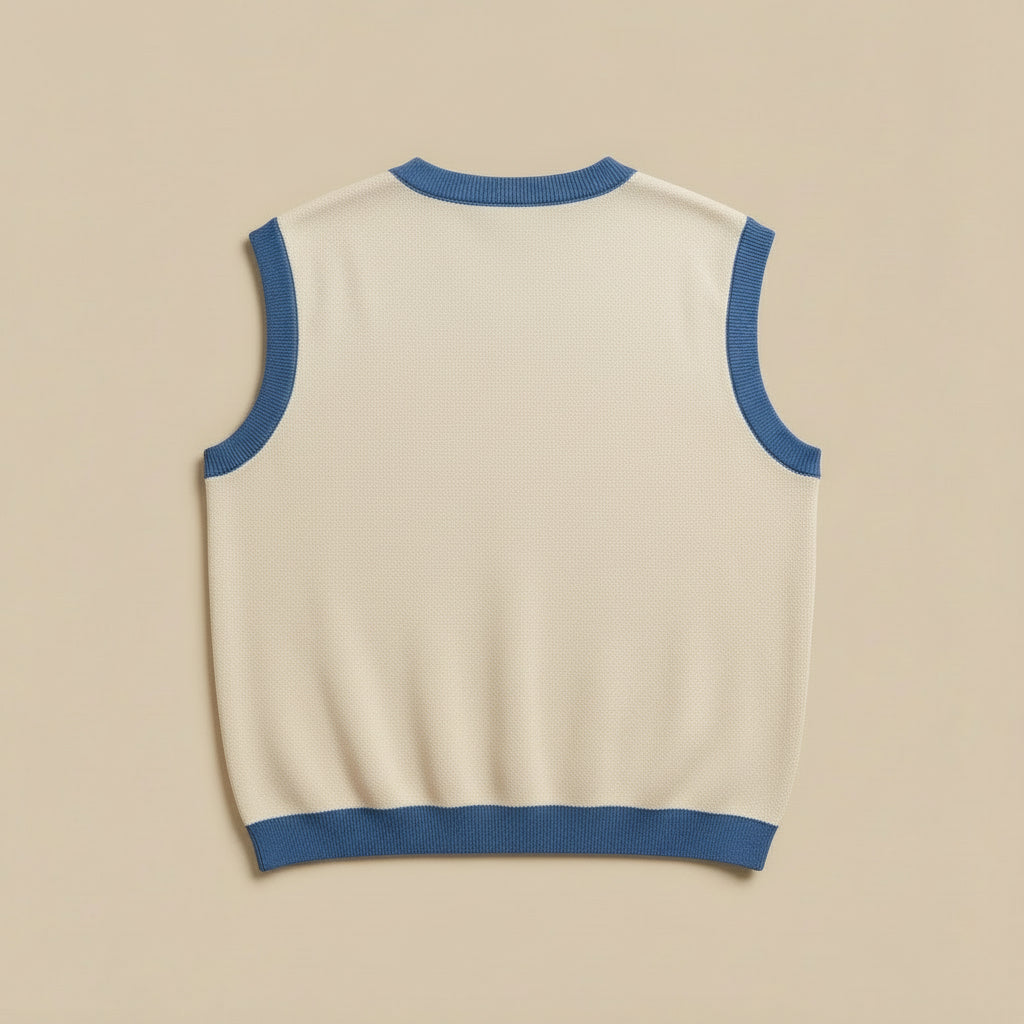 Adonai Blue & Cream Knit Vest